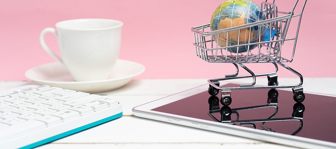 Collection of shopping cart  full of shopping time.Top view or flat lay composition cart on color background.online shopping concept.